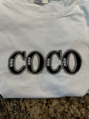 Woman’s White COCO Embellished Short Sleeve Top